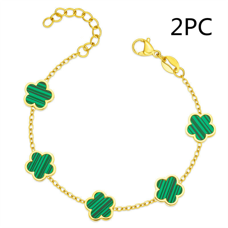 Luxury Green Gum Flower Drop Bracelet – Gold-Tone Floral Jewelry