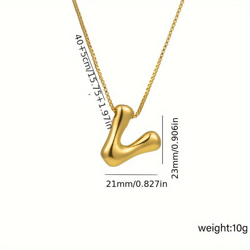Initial Letter Necklace – 3D Pendant, Stainless Steel Chain
