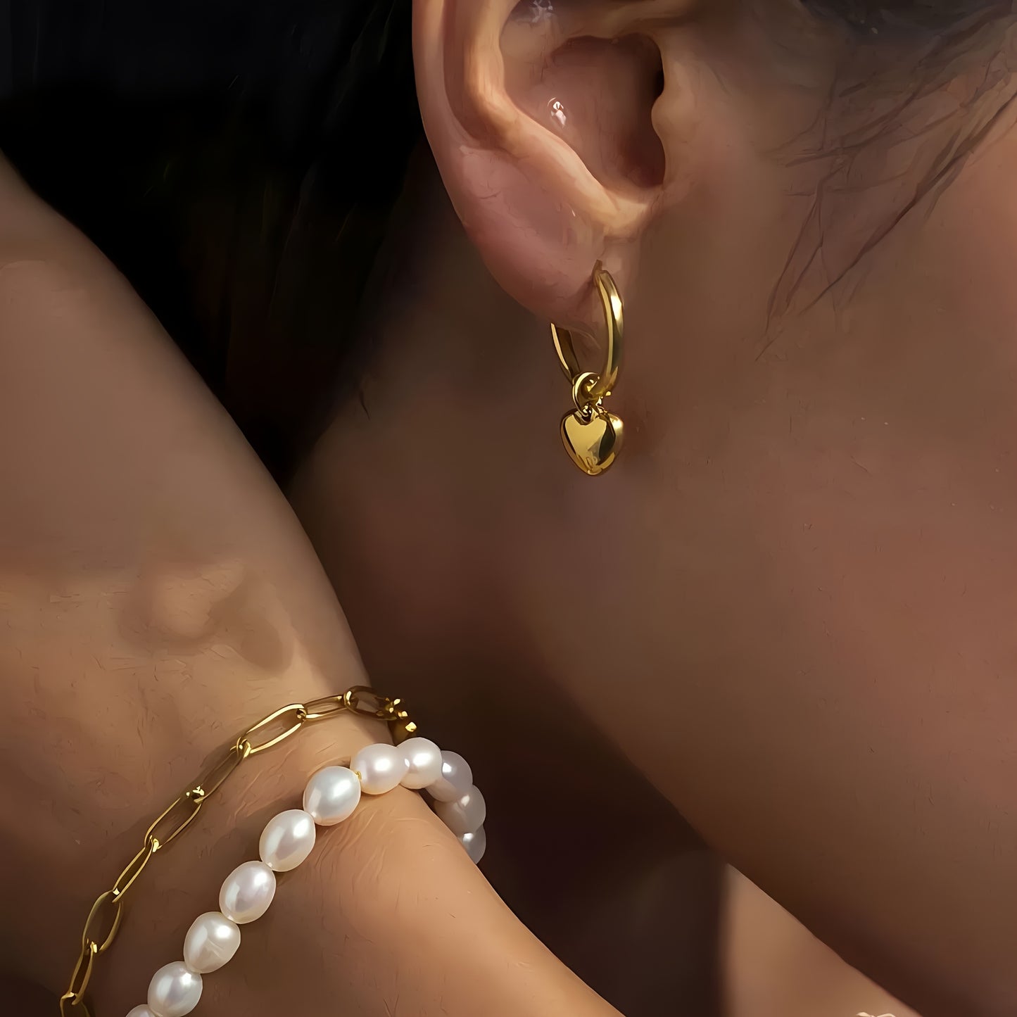 Heart-Shaped Stainless Steel Earrings