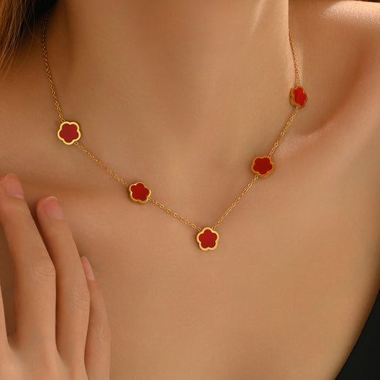 18K Gold-Plated Five-Leaf Clover Necklace – Minimalist Stainless Steel