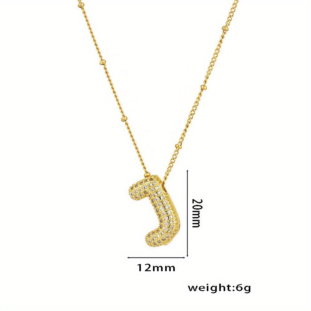 Bubble Letter Charm Necklace Alphabet