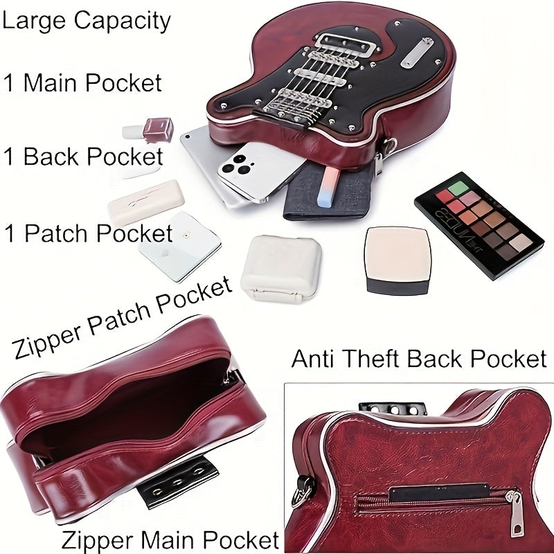 Premium Retro Guitar Crossbody Bag with Adjustable Strap
