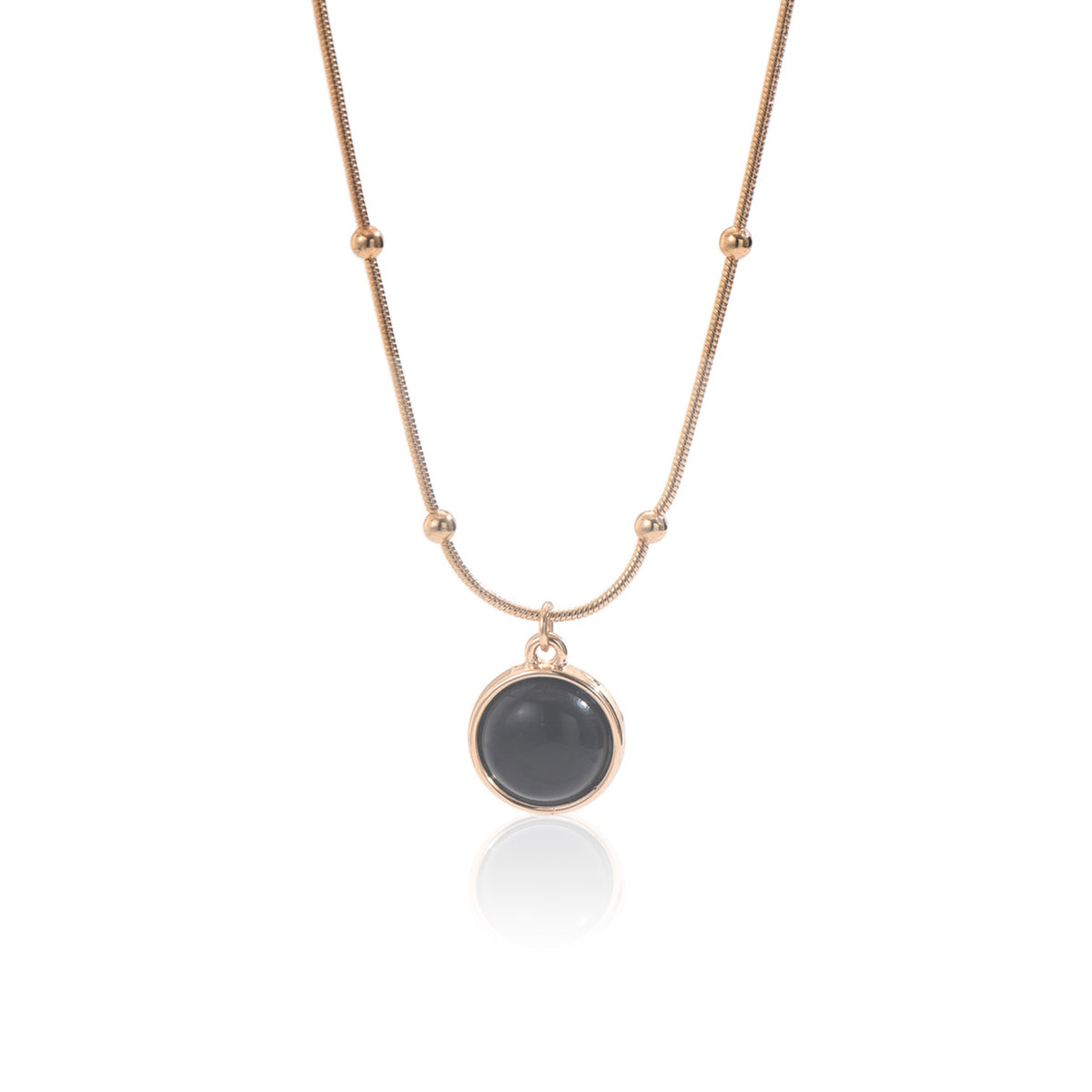 18K Gold-Plated Mood-Responsive Necklace – Stainless Steel Color-Shifting Resin Pendant