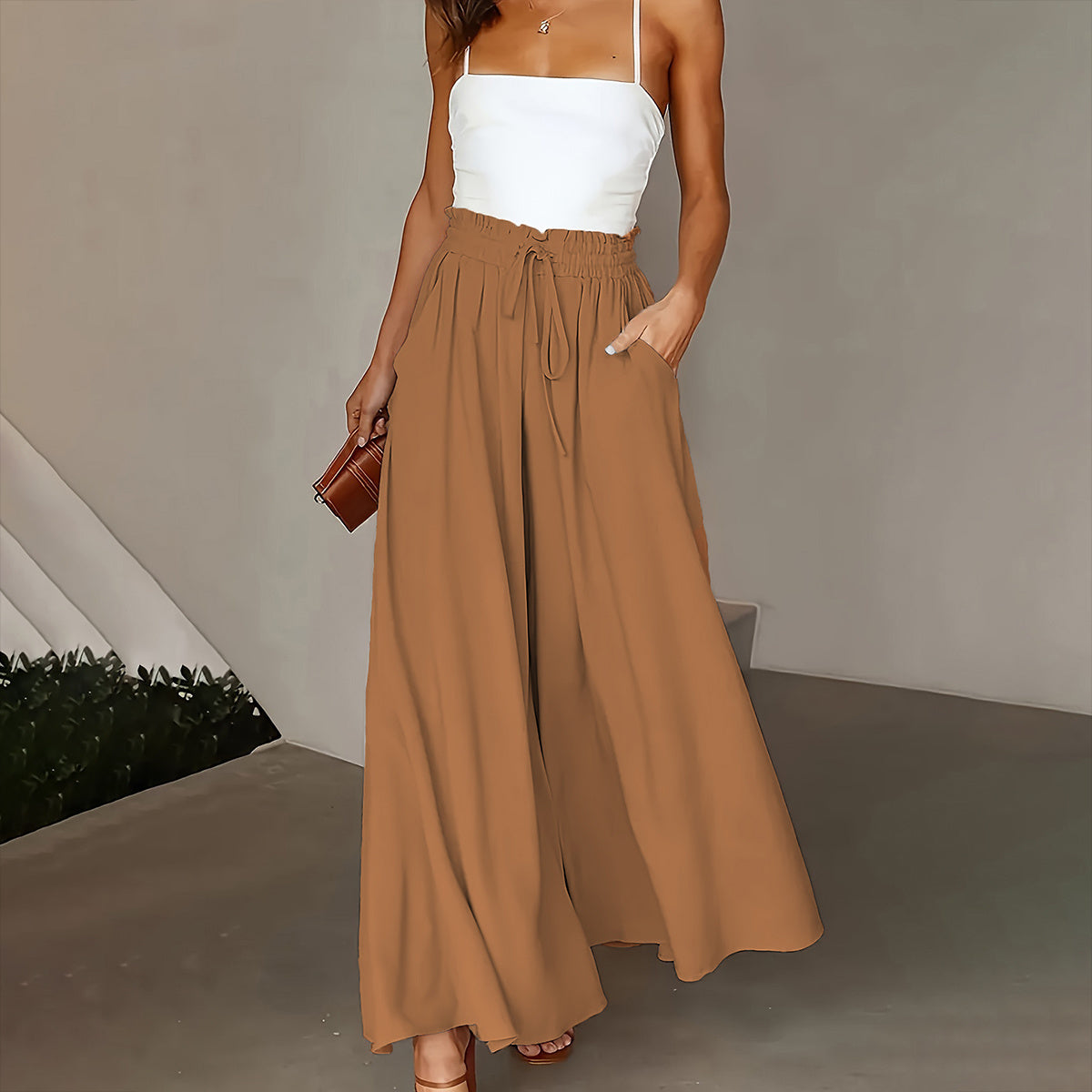 Infinity Beautiful Plus Wide-Leg Pants – Paperbag Waist with Tie Front & Pockets for Effortless Spring/Summer Style - Infinity Beautiful Boutique