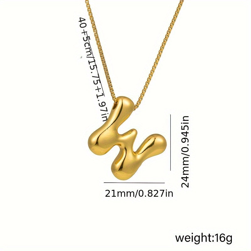Initial Letter Necklace – 3D Pendant, Stainless Steel Chain