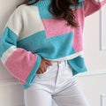 Color Block Round Neck Knit Sweater