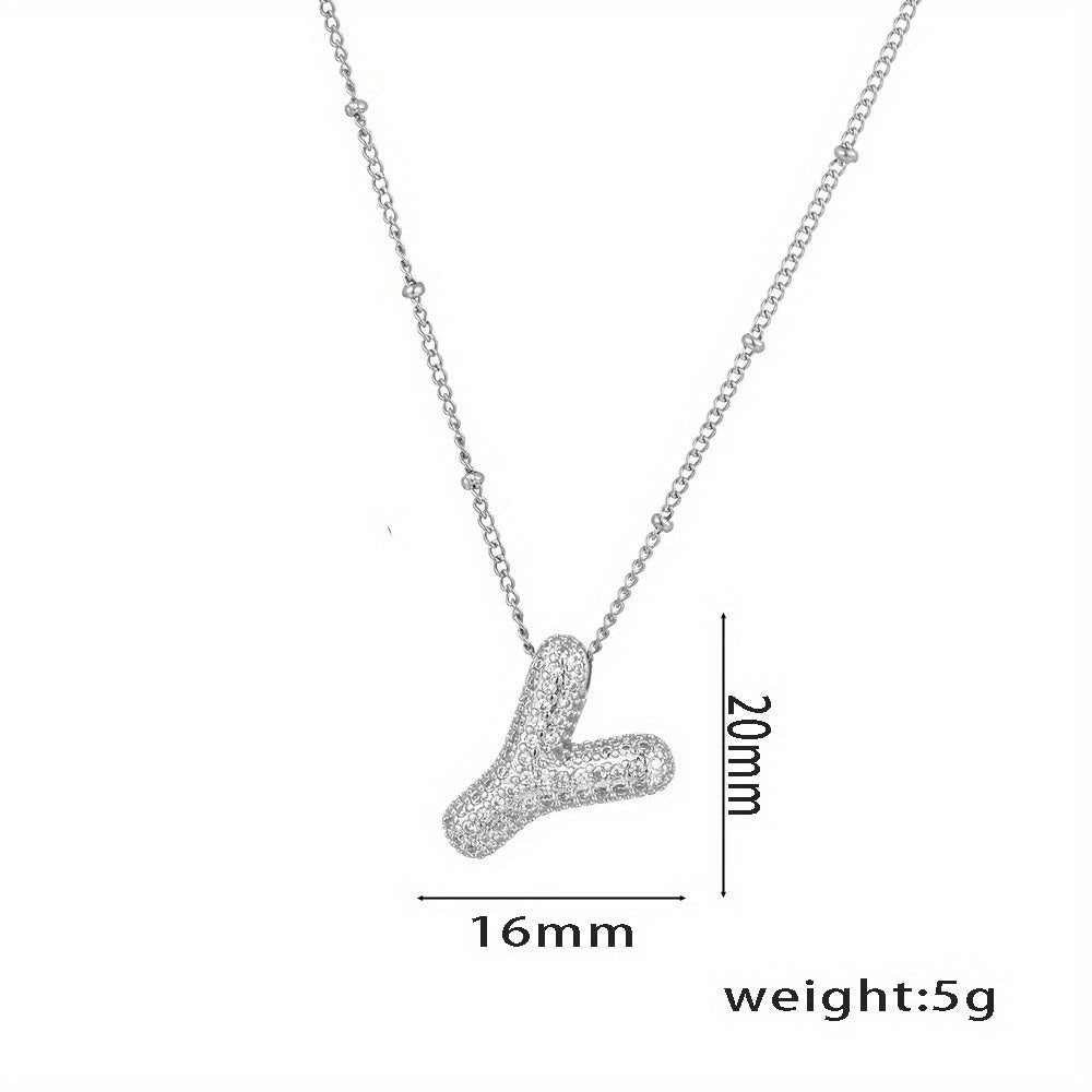 Elegant Balloon Initial Necklace (A–Z) – Bubble Letter Jewelry Gift for Women