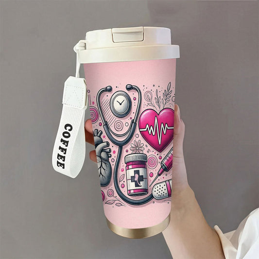 Medical-Themed Stainless Steel Coffee Tumbler
