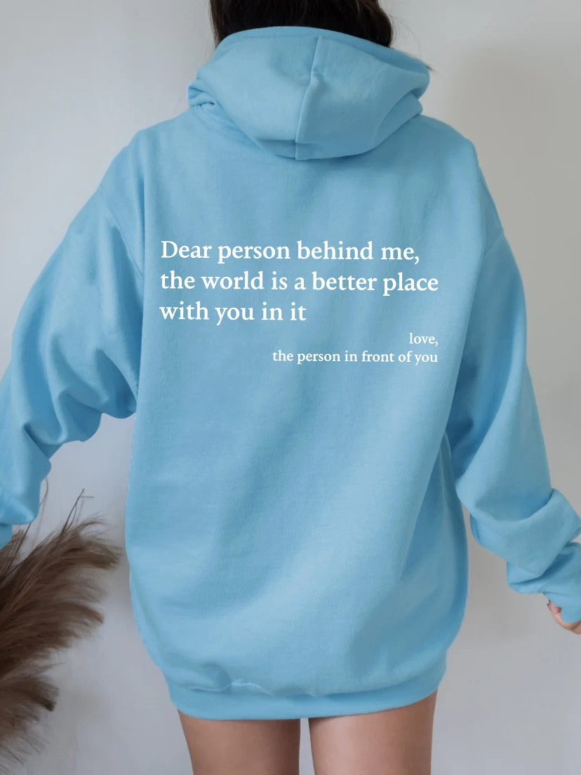"Dear Person Behind Me" Plush Hoodie – Infinity Beautiful - Infinity Beautiful Boutique