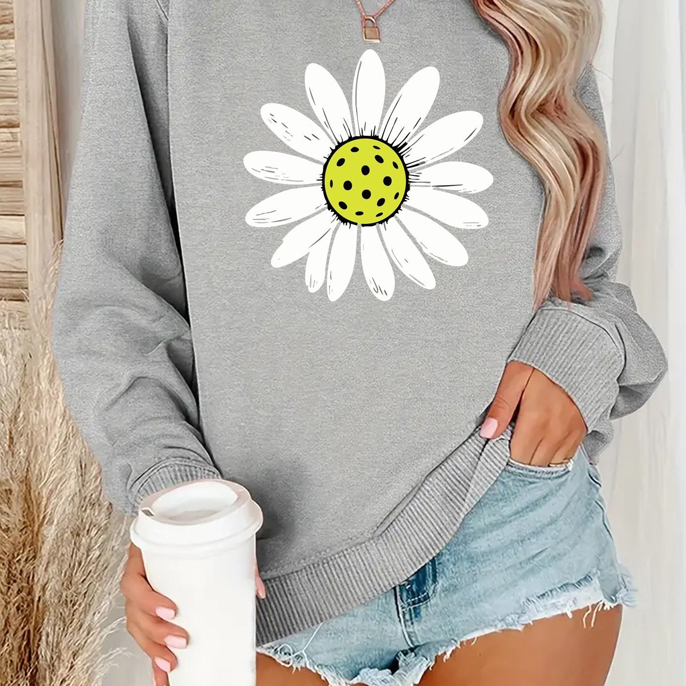 Women’s Floral Round Neck Sweatshirt