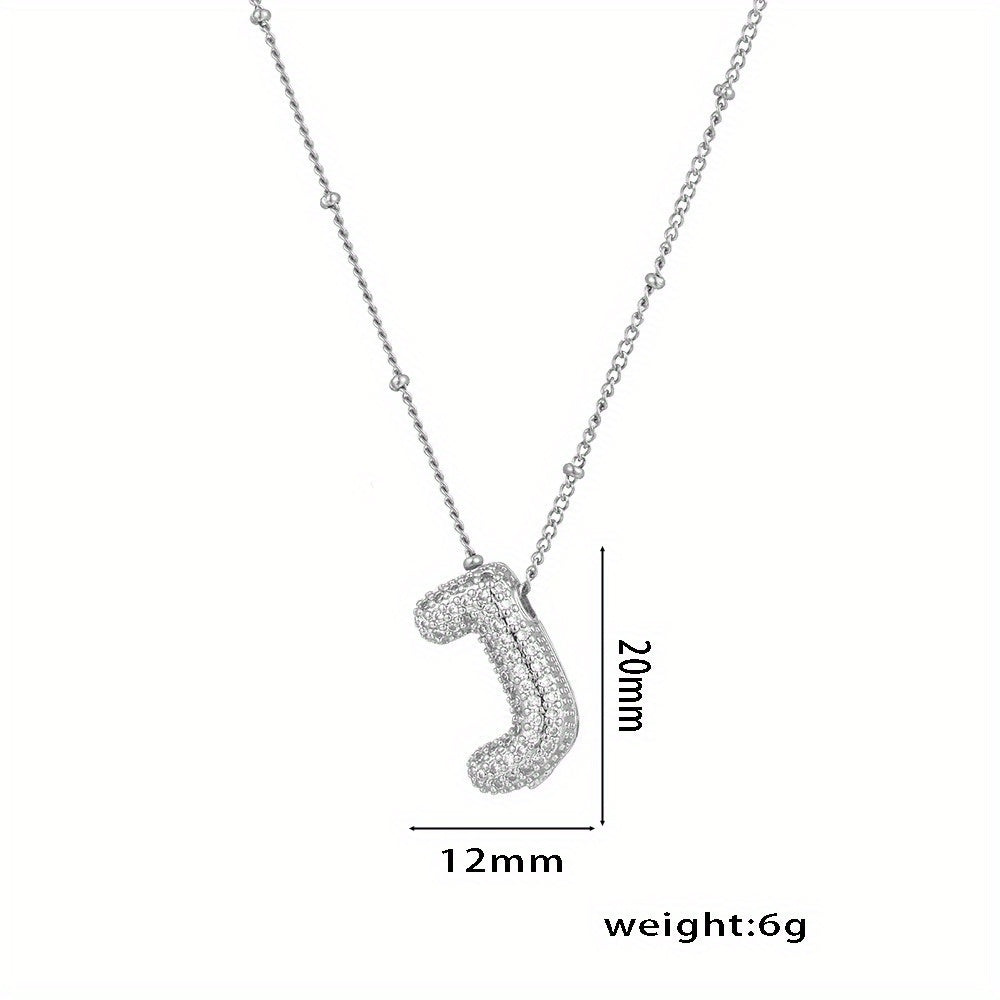 Elegant Balloon Initial Necklace (A–Z) – Bubble Letter Jewelry Gift for Women