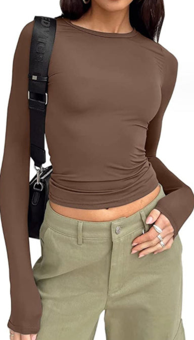 Infinity Beautiful Slim Fit Pullover – Solid Color Long-Sleeve Casual Top for Women - Infinity Beautiful Boutique