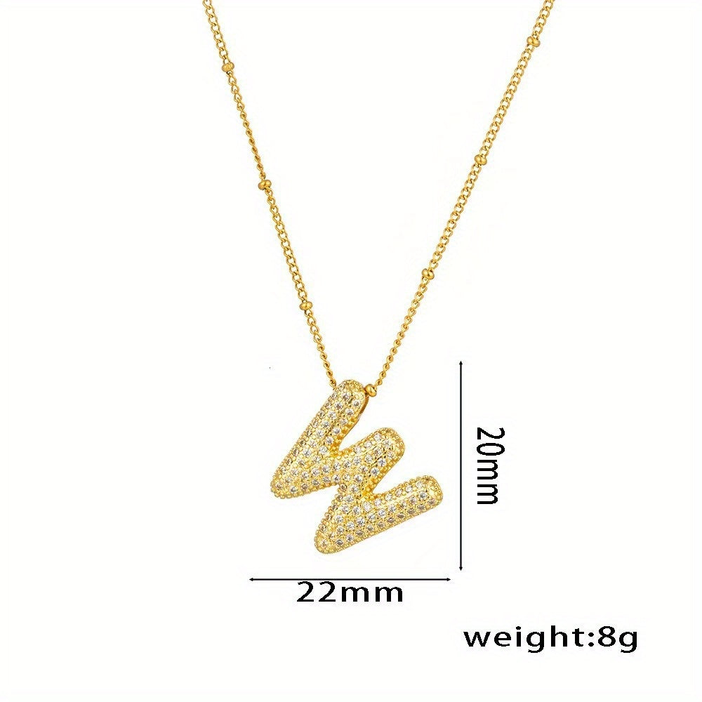Elegant Balloon Initial Necklace (A–Z) – Bubble Letter Jewelry Gift for Women