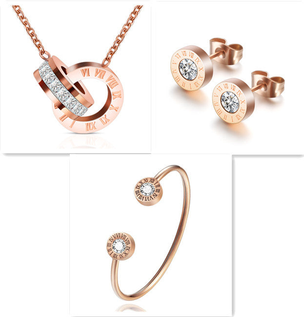 Roman Numerals and Diamond Stud Earrings - Infinity Beautiful Boutique