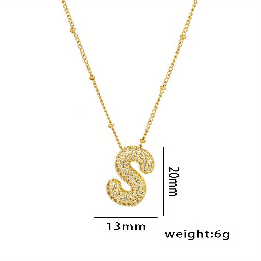 Elegant Balloon Initial Necklace (A–Z) – Bubble Letter Jewelry Gift for Women