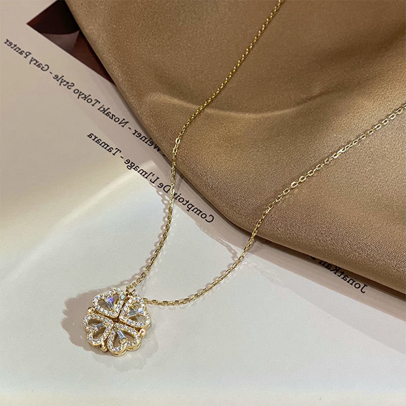 Infinity Beautiful Clover Heart Necklace – Retro Magnetic Pendant with Openable Love Charm - Infinity Beautiful Boutique