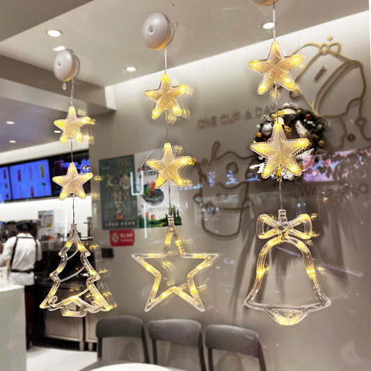 Christmas 3pcs LED Light Star Xmas Tree Hanging Sucker Lamp Window Ornaments Decoration For Home Xmas Navidad New Year Decor Christmas Decorations - Infinity Beautiful Boutique