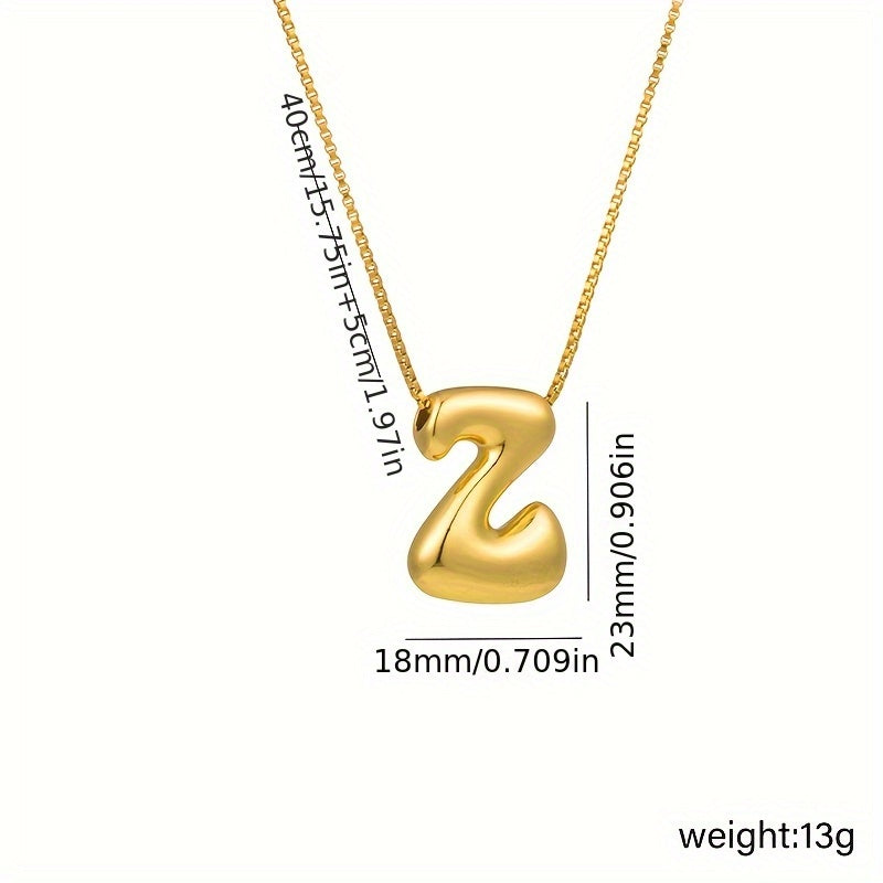 Initial Letter Necklace – 3D Pendant, Stainless Steel Chain