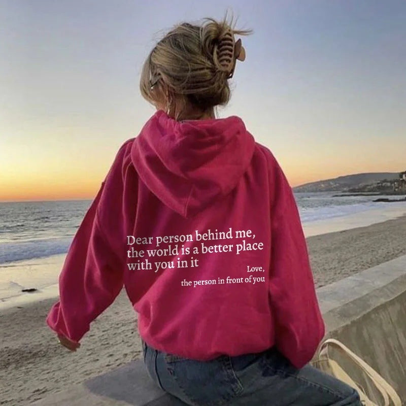 "Dear Person Behind Me" Plush Hoodie – Infinity Beautiful - Infinity Beautiful Boutique