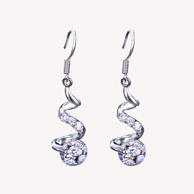 Purple Zircon Spiral Ear Hook Earrings - Infinity Beautiful Boutique