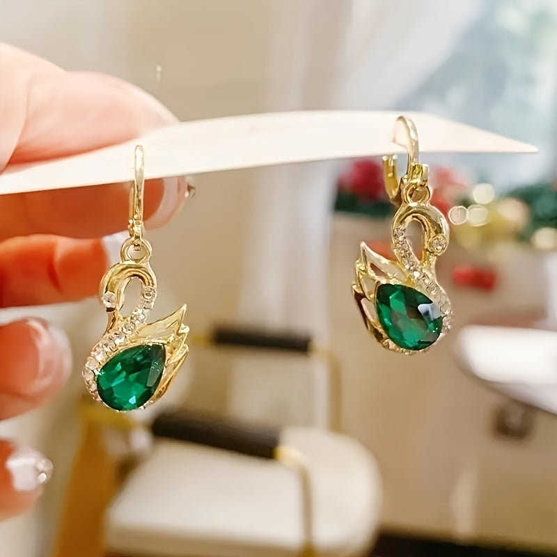 Elegant Vintage Swan Rhinestone Earrings