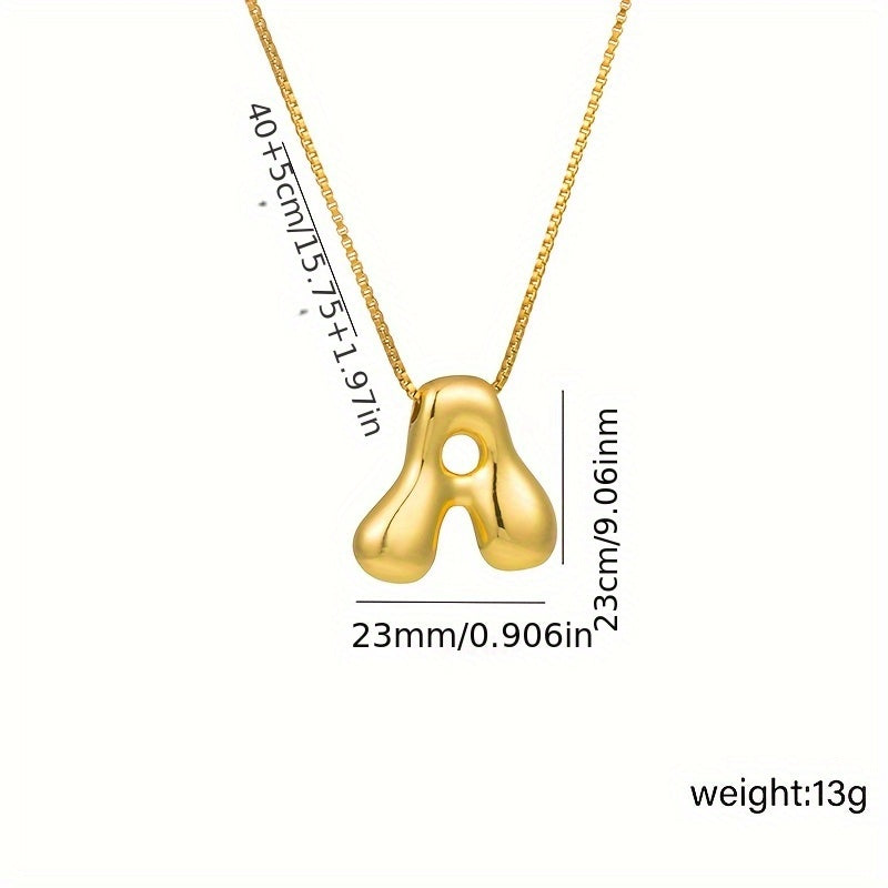 Initial Letter Necklace – 3D Pendant, Stainless Steel Chain