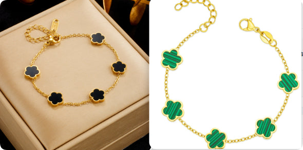 Luxury Green Gum Flower Drop Bracelet – Gold-Tone Floral Jewelry