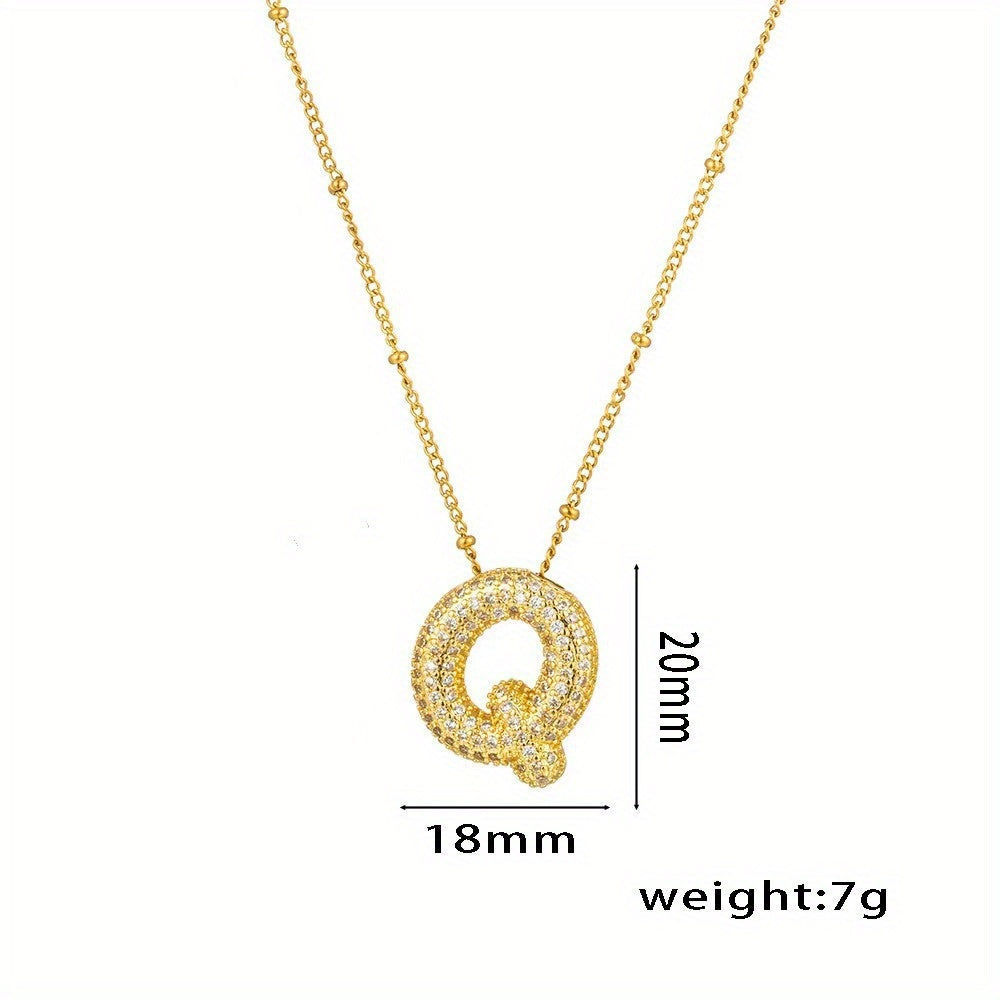 Elegant Balloon Initial Necklace (A–Z) – Bubble Letter Jewelry Gift for Women