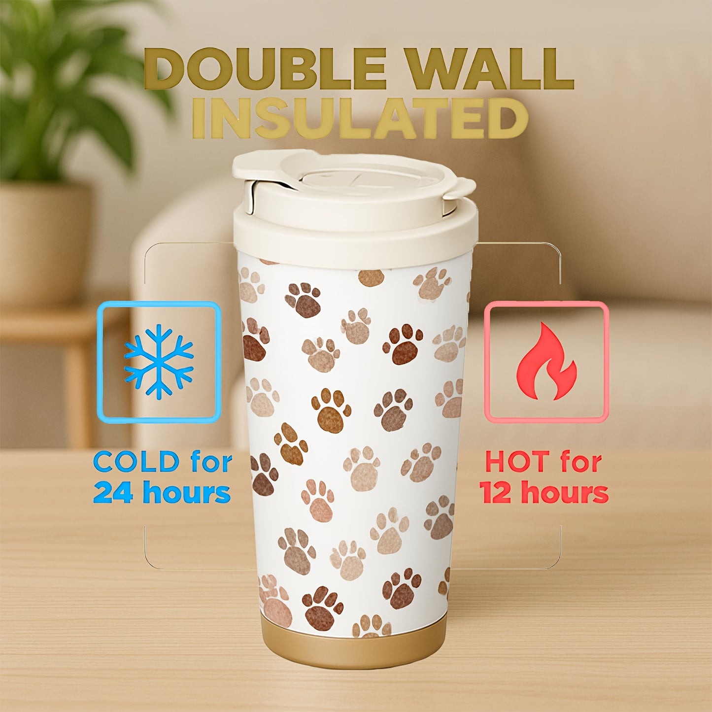 Dog Paw Prints 18oz Stainless Steel Travel Tumbler