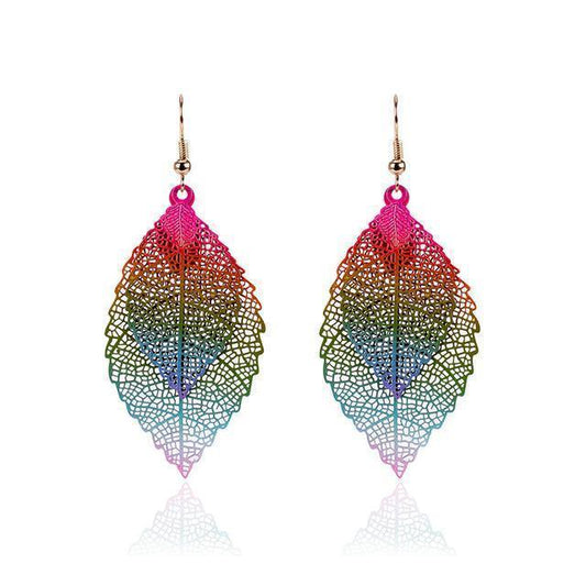 Infinity Beautiful Rainbow Leaf Earrings