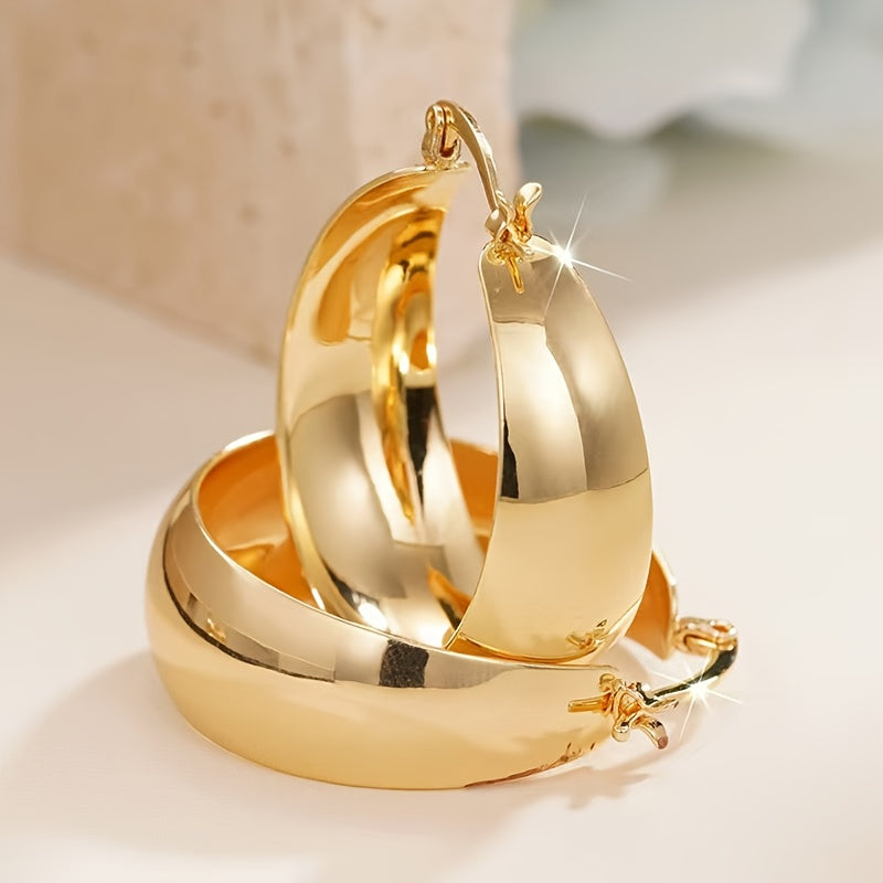 18K Gold Plated Stainless Steel Hoop Earrings Hypoallergenic