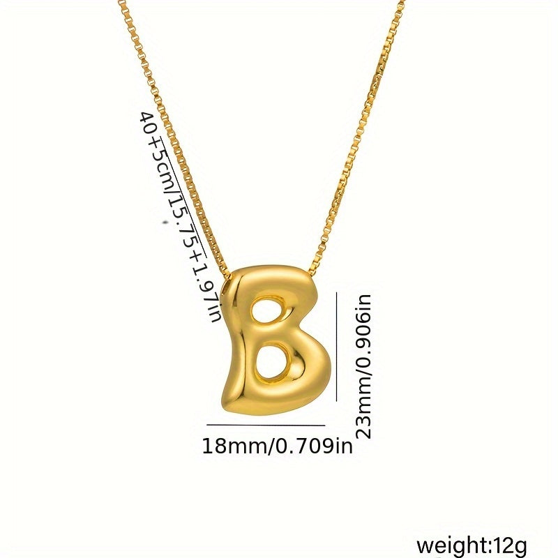 Initial Letter Necklace – 3D Pendant, Stainless Steel Chain