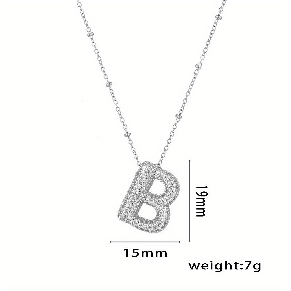 Elegant Balloon Initial Necklace (A–Z) – Bubble Letter Jewelry Gift for Women