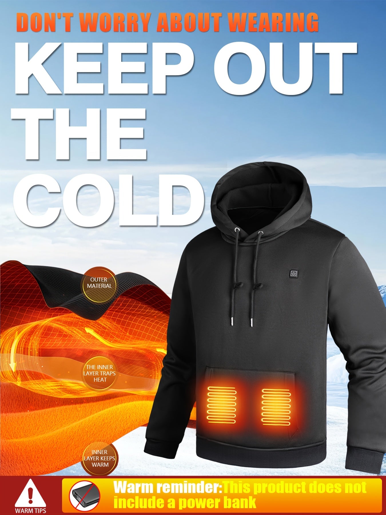 Men’s Heated Hooded Sweatshirt 5-Zone Winter Gear
