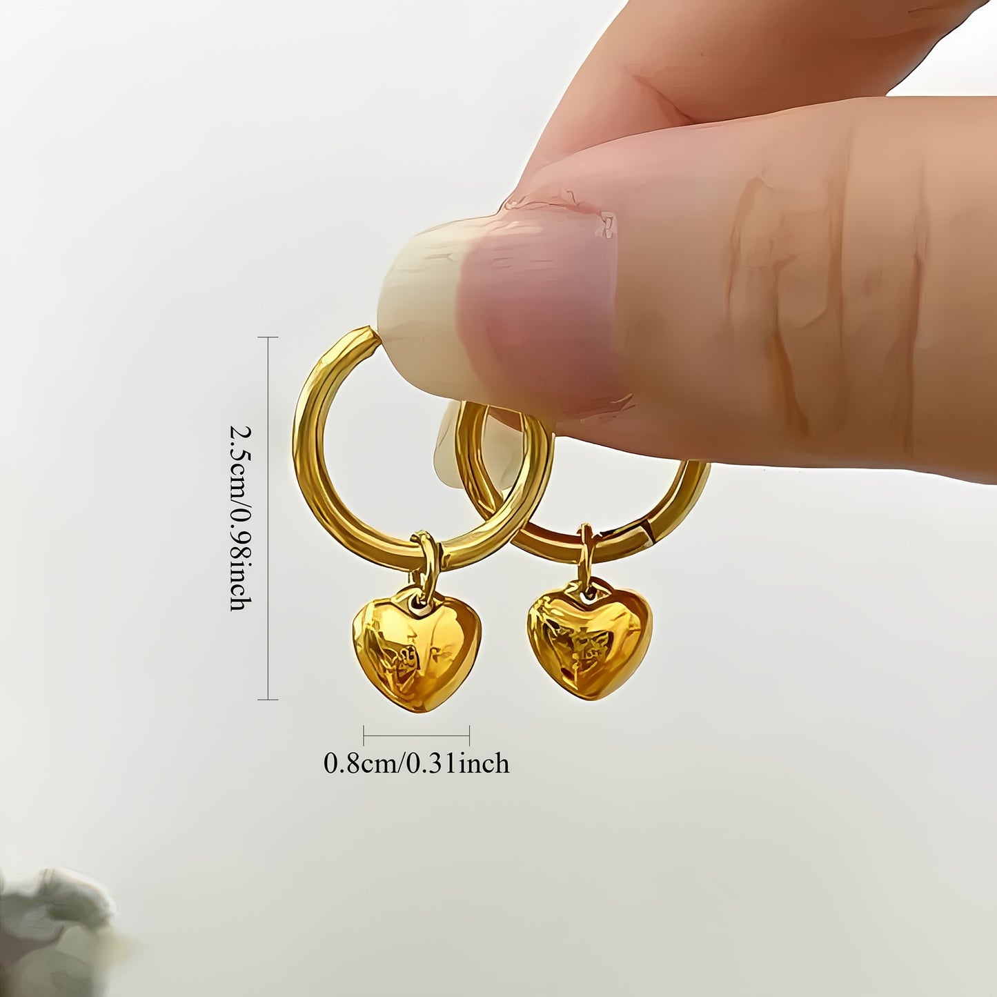 Heart-Shaped Stainless Steel Earrings