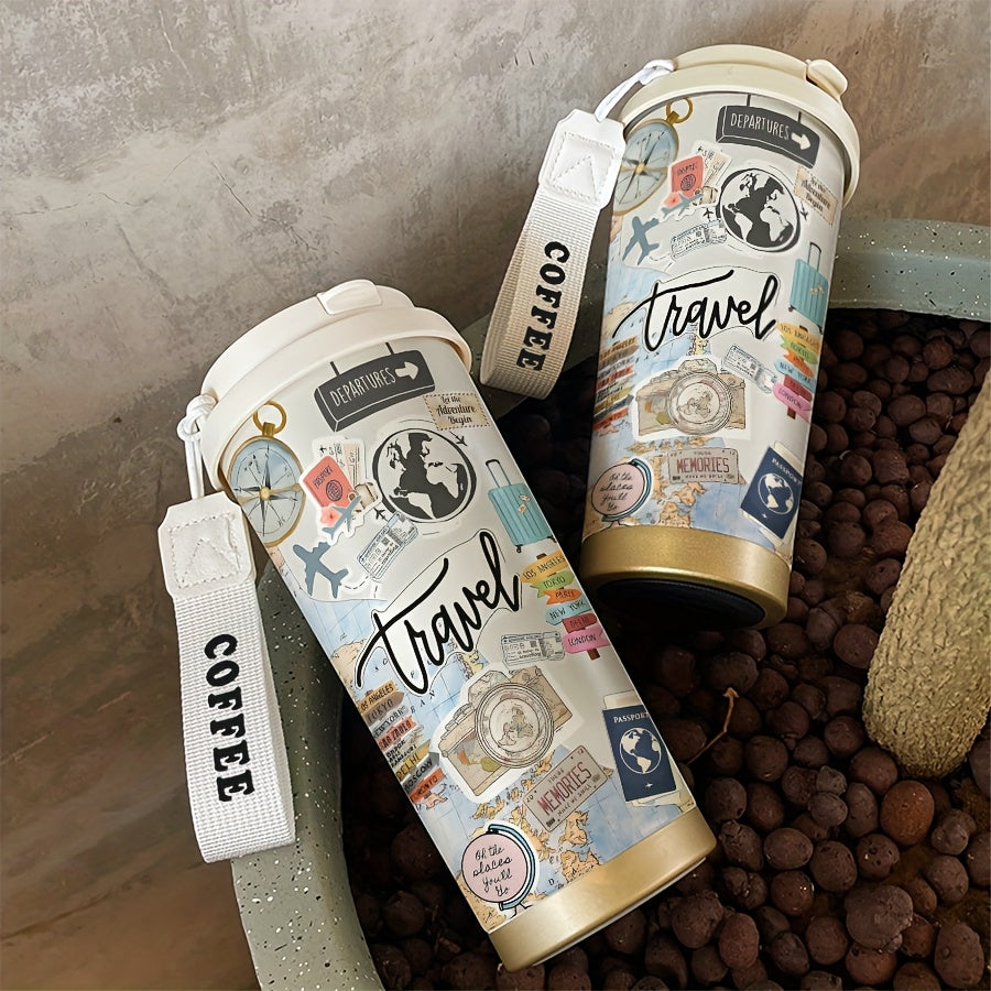 Travel Collage Sticker Style Stainless Steel Travel Tumbler