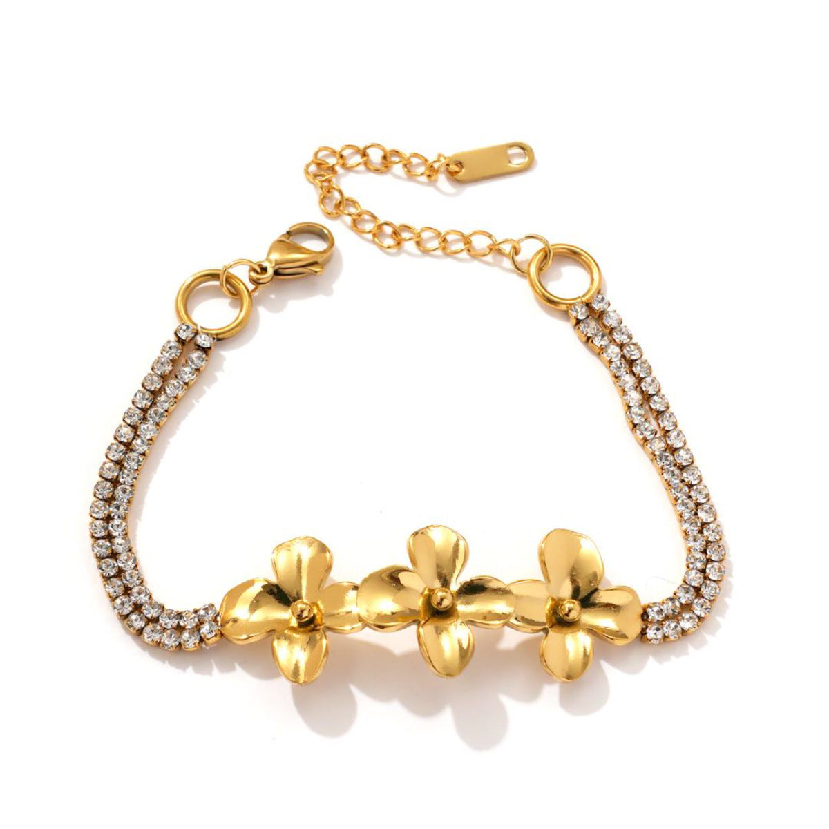 18K Gold-Plated Stainless Steel Flower Bracelet – Light Luxury Jewelry