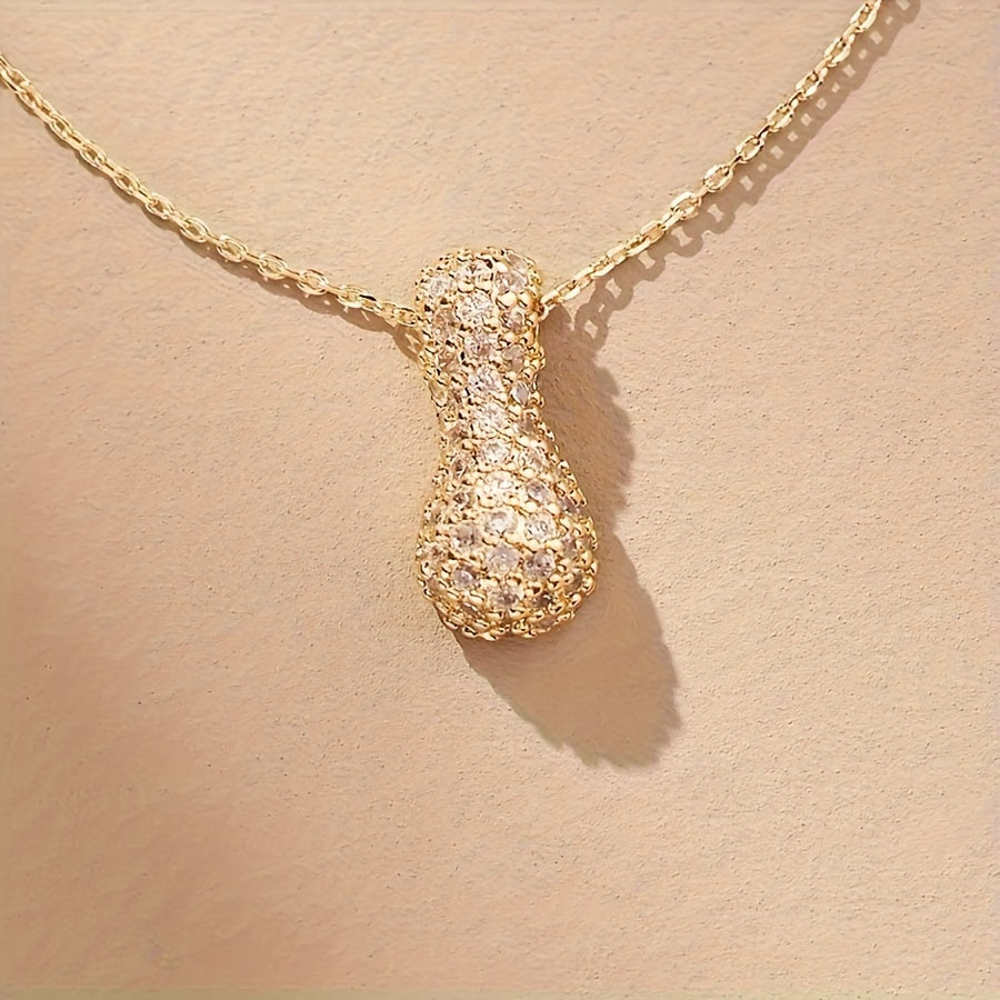 Initial Letter Necklace with Zircon Stones Gold Plated