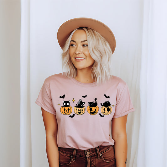 Black Cat Pumpkin Halloween Spooky Shirt - Infinity Beautiful Boutique