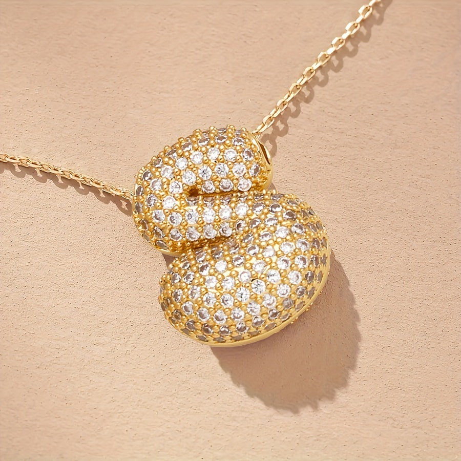 Initial Letter Necklace with Zircon Stones Gold Plated