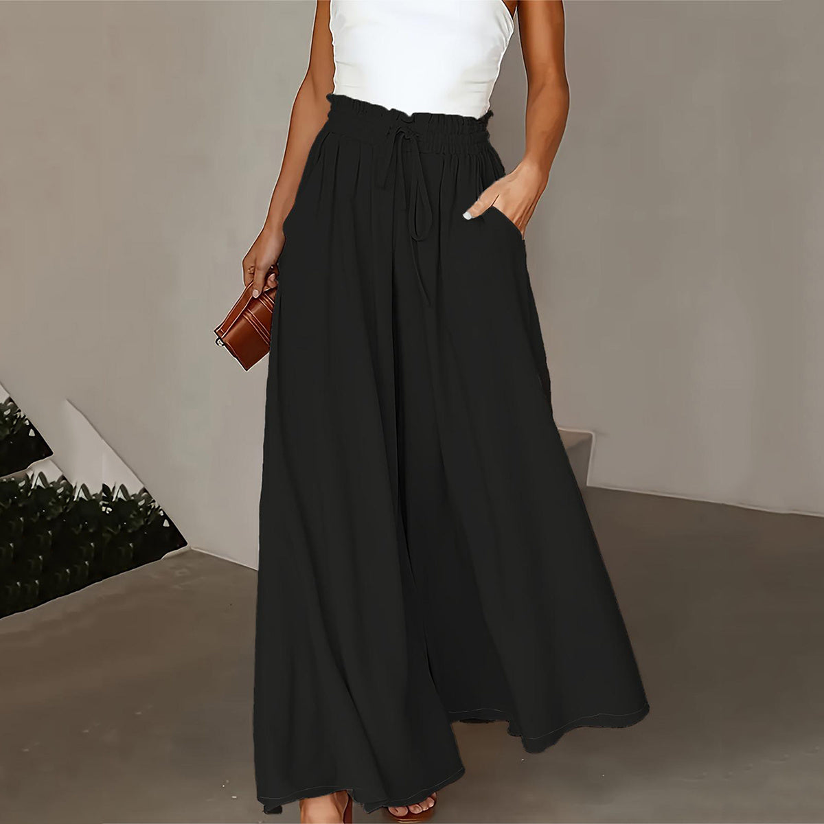 Infinity Beautiful Plus Wide-Leg Pants – Paperbag Waist with Tie Front & Pockets for Effortless Spring/Summer Style - Infinity Beautiful Boutique