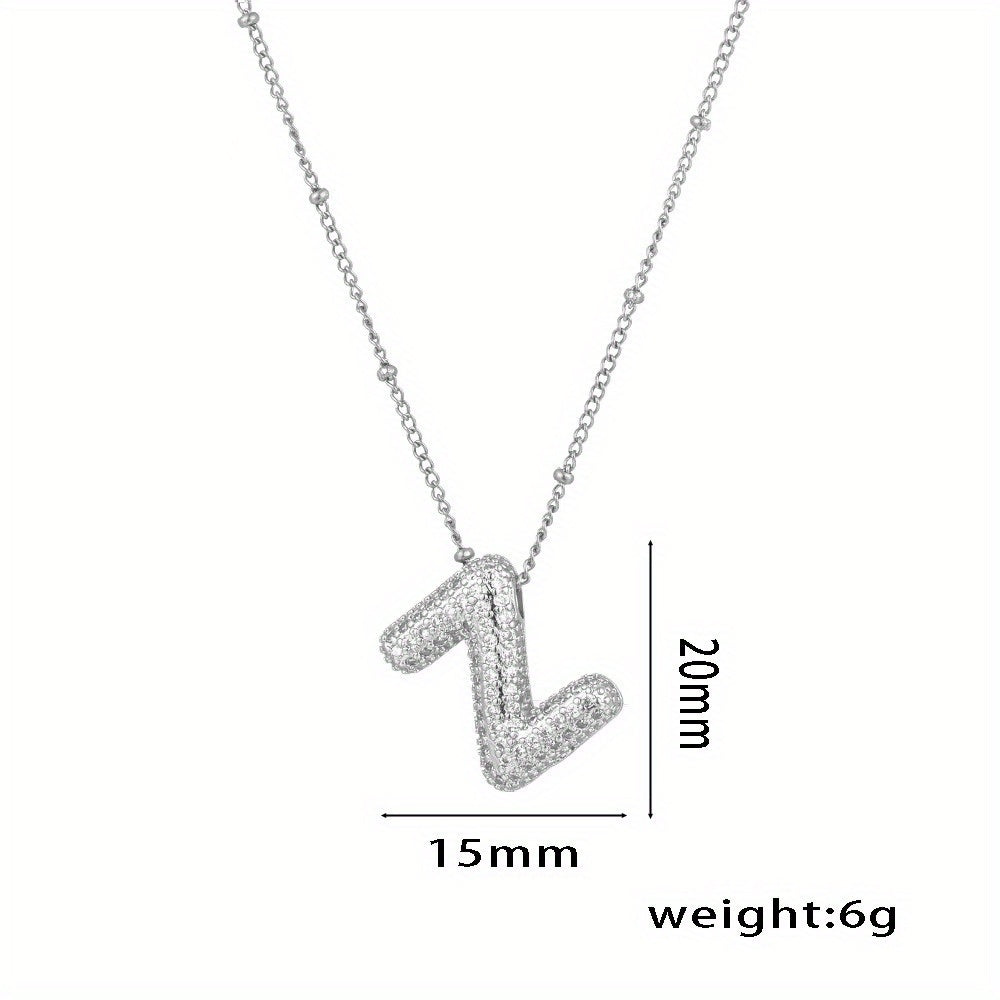 Elegant Balloon Initial Necklace (A–Z) – Bubble Letter Jewelry Gift for Women