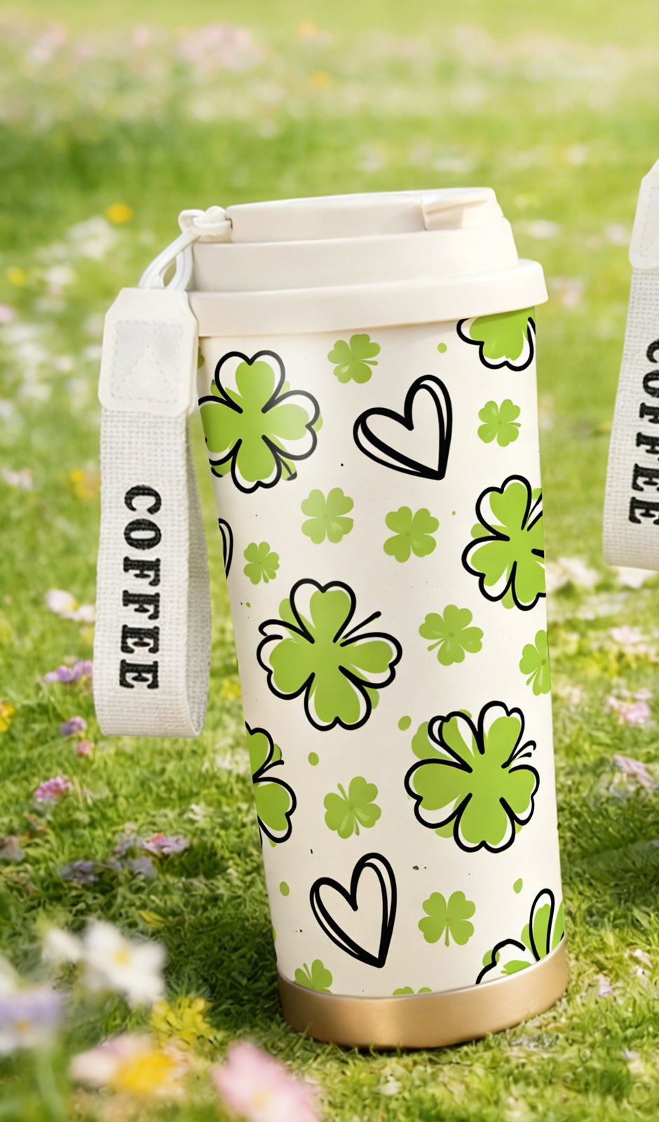 Lucky Four-Leaf Clover Design Stainless Steel Insulated Cup