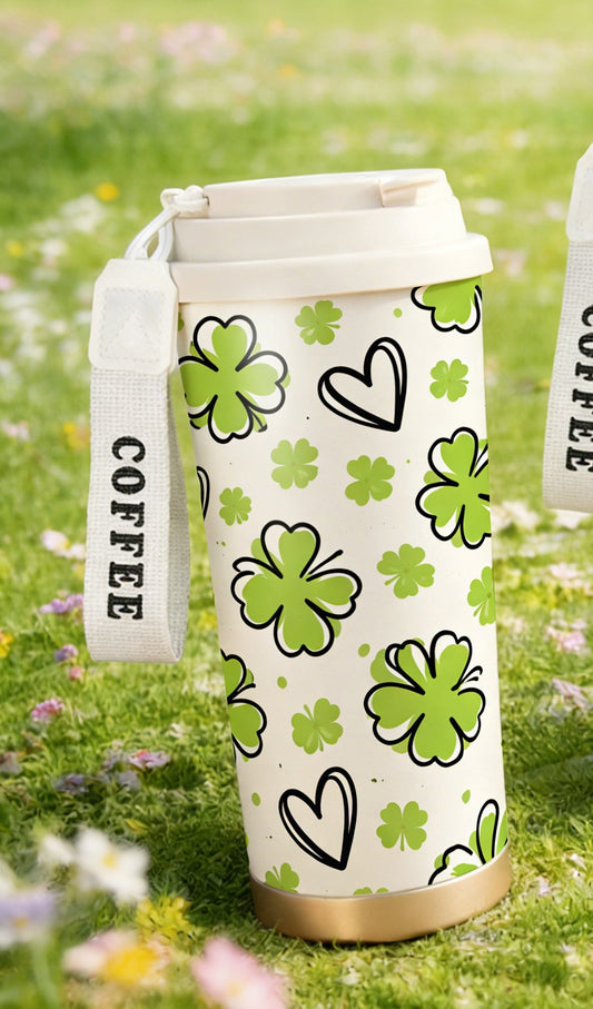 Lucky Four-Leaf Clover Design Stainless Steel Insulated Cup