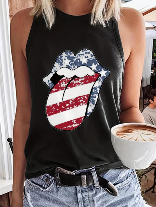 Ladies' Solid Color Lip Print Fashionable Off Shoulder Versatile Vest - Infinity Beautiful Boutique
