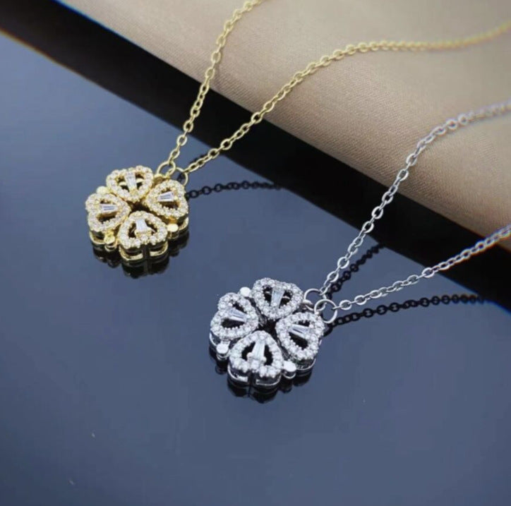 Infinity Beautiful Clover Heart Necklace – Retro Magnetic Pendant with Openable Love Charm - Infinity Beautiful Boutique
