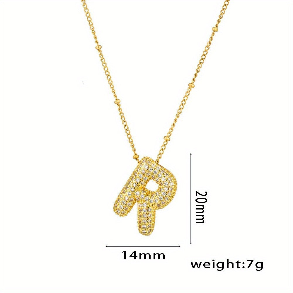 Bubble Letter Charm Necklace Alphabet