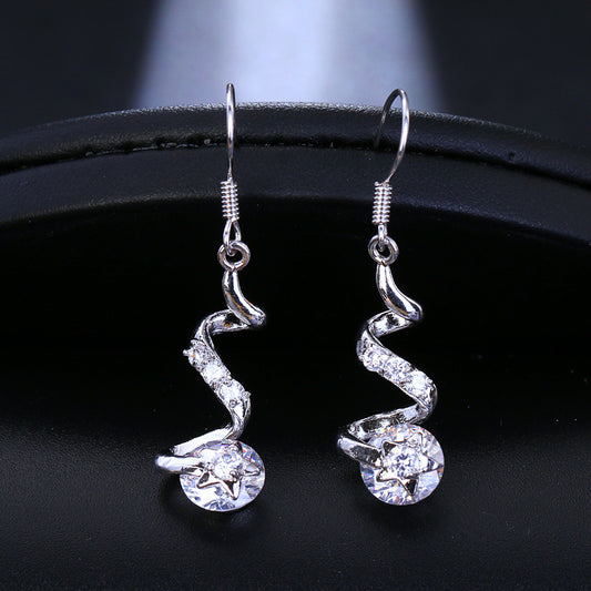 Purple Zircon Spiral Ear Hook Earrings - Infinity Beautiful Boutique