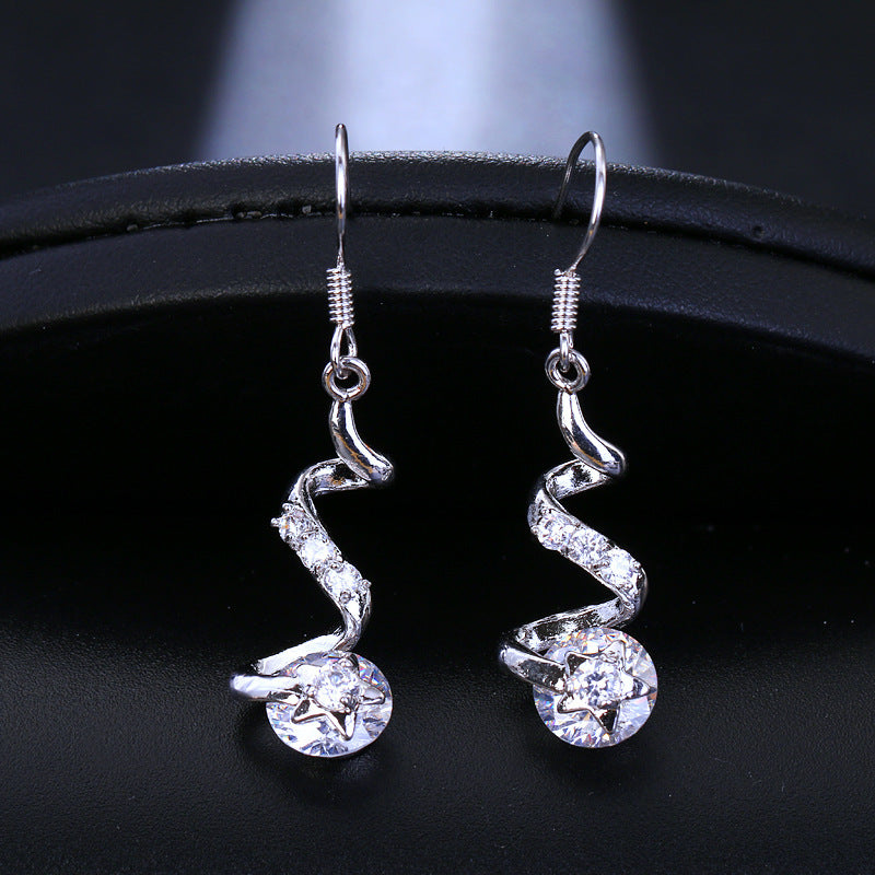Purple Zircon Spiral Ear Hook Earrings - Infinity Beautiful Boutique