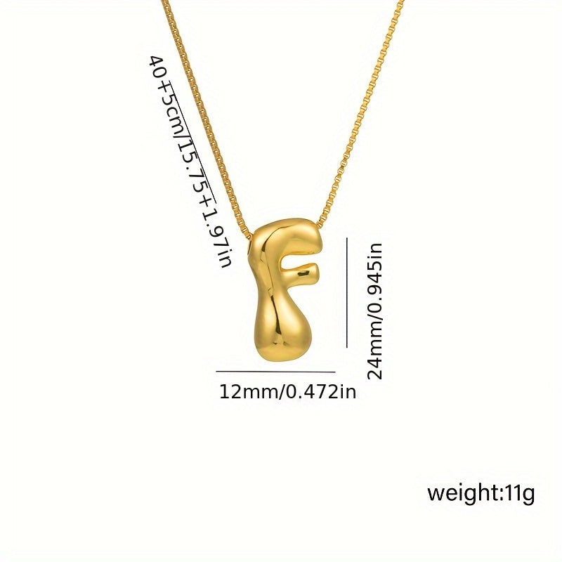 Initial Letter Necklace – 3D Pendant, Stainless Steel Chain